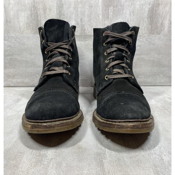 Allen Edmonds Boots Mens Size 10 D Black Suede Cap Toe Lace Up Work Rugged 1922 - Picture 2 of 11